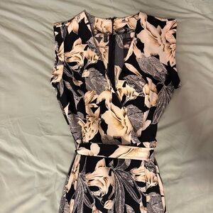 Kardashian Kollection Black and Cream Floral Jumpsuit